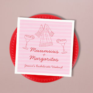 Muumuus & Margaritas Pink & Red Bachelorette Napkin