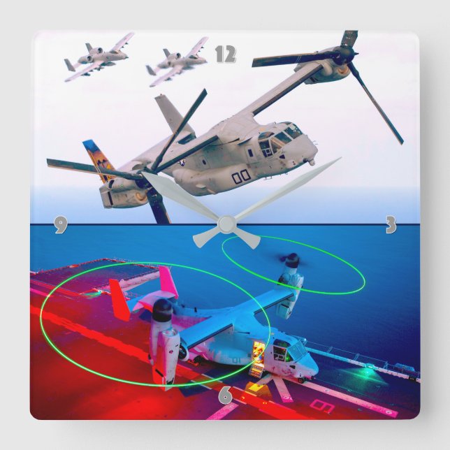 MV-22B OSPREY SQUARE WALL CLOCK (Front)