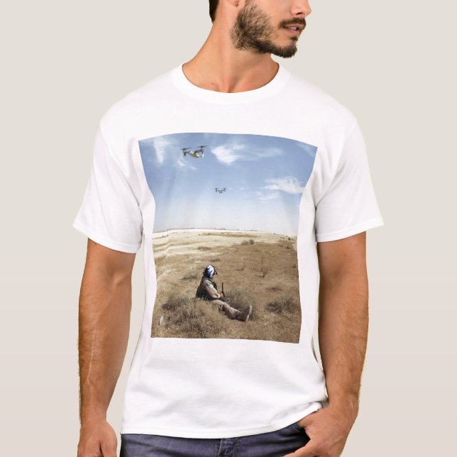 MV-22B Ospreys fly over US Navy Hospital Corpsm T-Shirt (Front)