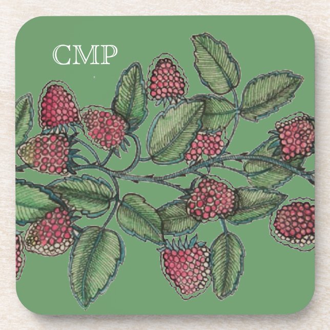 MV Raspberry Bramble Cork Coaster (Front)