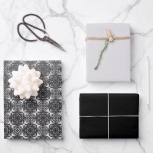MVB Black Faux Lace Grey Wrapping Paper Sheet