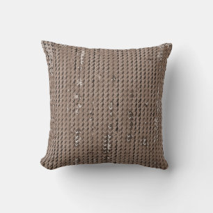 MVB Faux Burlap Throw Pillow-Torn Design/Taupe Cushion