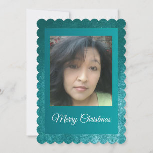 MVB Faux Velvet Teal Customizable Design Holiday Card