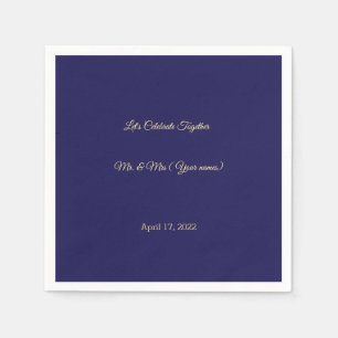 MVB Navy Faux Metallic Gold Design Napkins