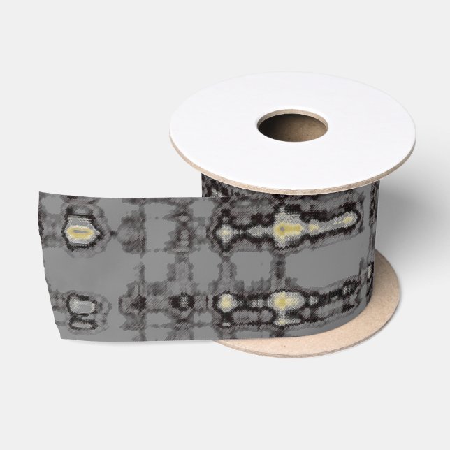 MVB Plaid Grey Beige Design Satin Ribbon (Spool)