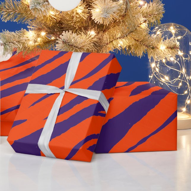 MVB Tiger Stripes Design- Orange & Purple Wrapping Paper (Holidays)