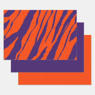 MVB Tiger Stripes Design- Orange & Purple Wrapping Paper Sheet
