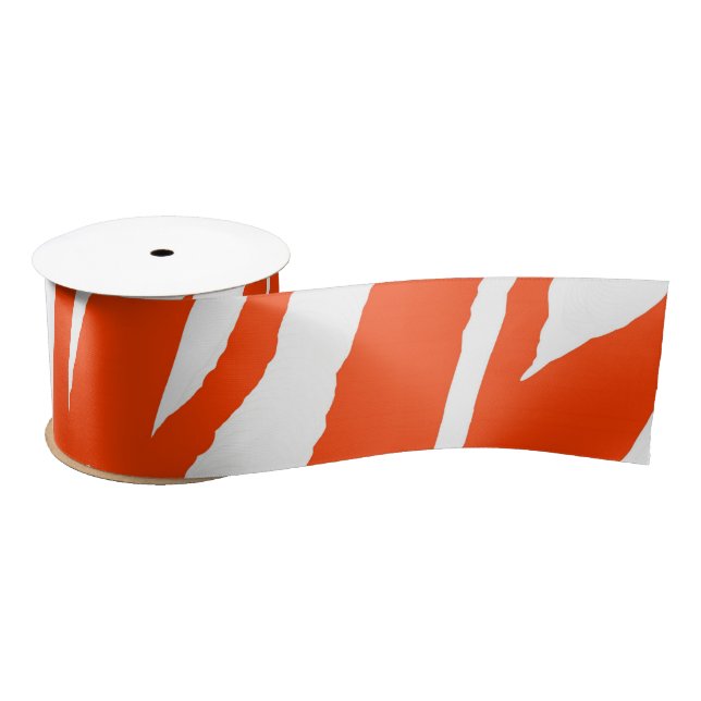 MVB Tiger Stripes Design- Orange & White Satin Ribbon (Spool)