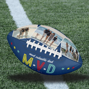 MVD - Most Valuable Dad Custom 3 Photo Keepsake Football