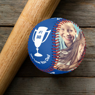 MVP Best Ever Dad Personalized Photos Blue Baseball