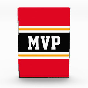 MVP Bright Red Black White Orange Racing Stripes Photo Block