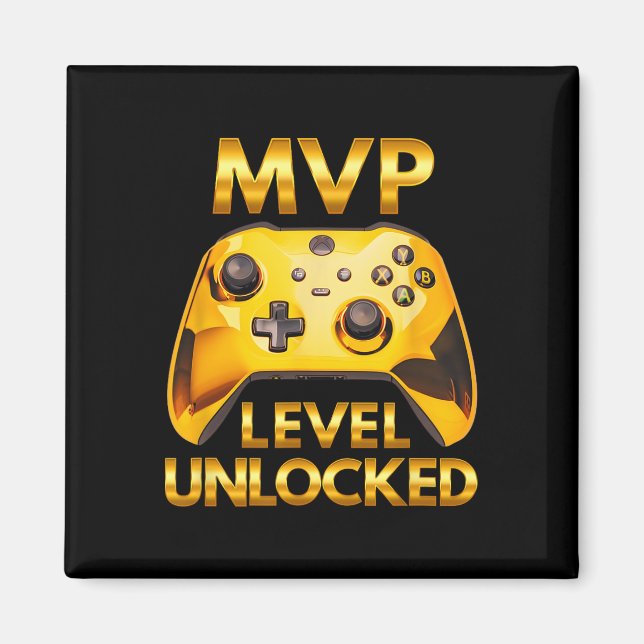 Mvp Level Unlocked Video Game Player Gold Gaming C Magnet (Front)