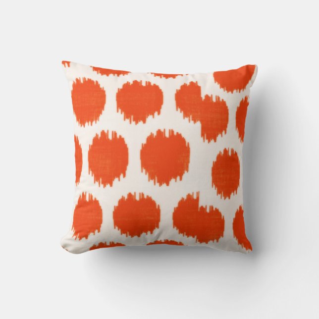 MW Ikat Dots, Orange Sq Cushion (Front)