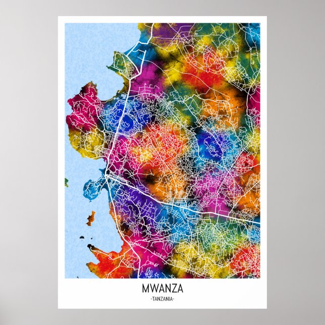 Mwanza Tanzania City Map Poster (Front)