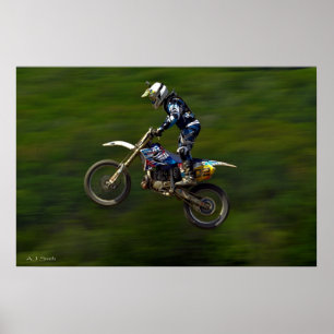 MX motocross racer getting big air Poster
