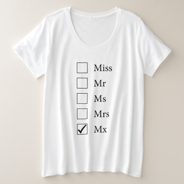 Mx Title (Five Options) Plus Size T-Shirt (Design Front)