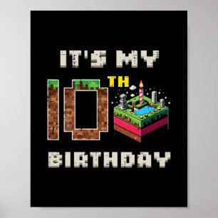 My 10th Birthday Pixel Game 10 Cake Gamer Boys Kid Poster