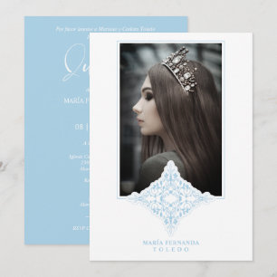 My 15 Years Old Spanish Photo Dusty Blue Effect Invitation