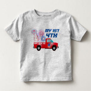 MY 1ST 4th of July Red White Blue Fireworks Truck Toddler T-Shirt