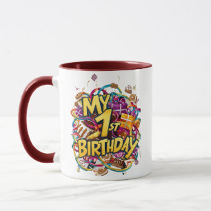 My 1st Birthday Cookies Cake And Balloons  Mug