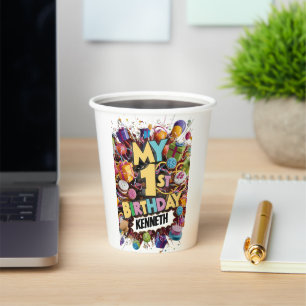 My 1st Birthday Cookies Cake And Balloons  Paper Cups