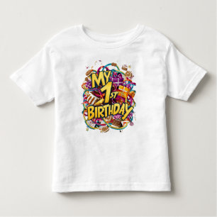 My 1st Birthday Cookies Cake And Balloons Toddler T-Shirt