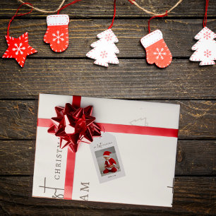 My 1st Christmas Baby Name Modern Neutral Patter Wrapping Paper