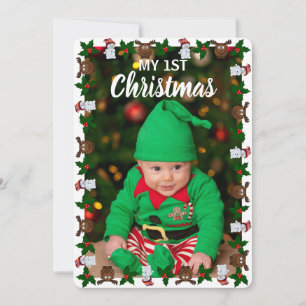 My 1st Christmas Cute Baby Photo Holiday