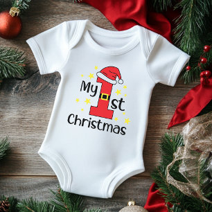 My 1st Christmas Cute Modern Festive Baby Baby Bodysuit