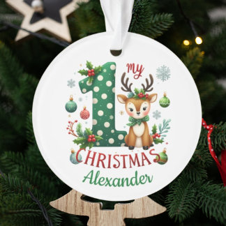 My 1st Christmas Little Reideer Photo Ornament