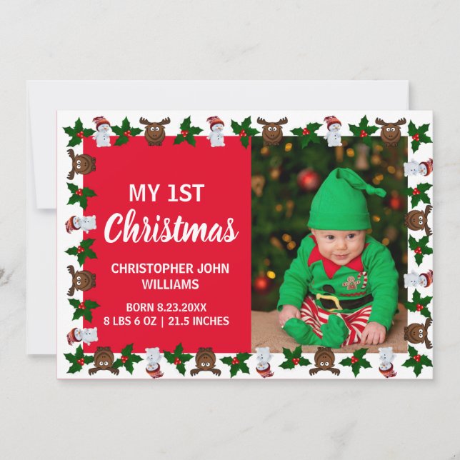 My 1st Christmas New Baby Photo Holiday Card (Front)