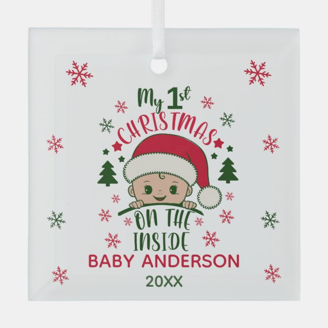 MY 1st CHRISTMAS ON THE INSIDE Glass Tree Decoration (Front)