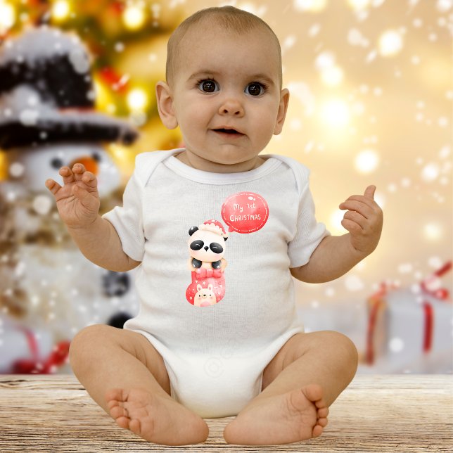 My 1st Christmas Panda Baby Bodysuit (Creator Uploaded)