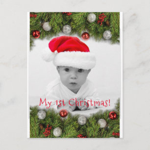 My 1st Christmas Photo Pine Ornaments Holiday  Postcard