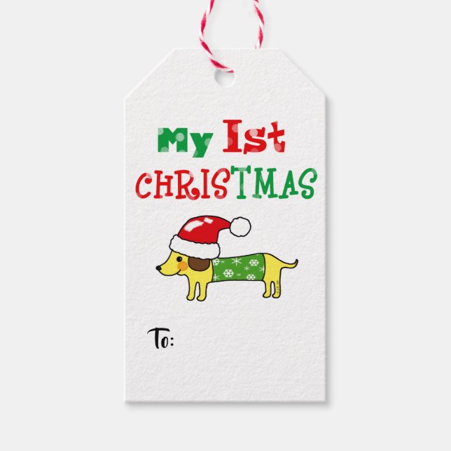 my 1st Christmas puppy Gift Tags (Front)