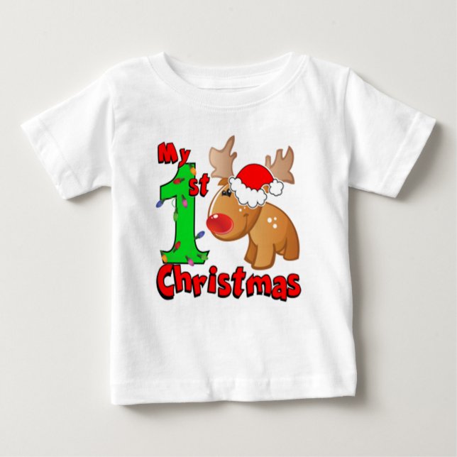My 1st Christmas Reindeer Baby T-Shirt (Front)