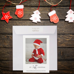 My 1st Christmas Single Photo Modern Minimalist Holiday Card