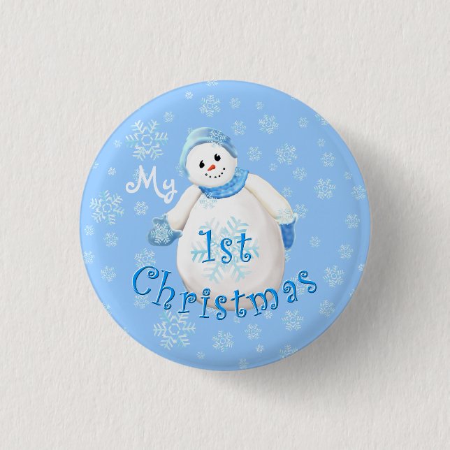 My 1st Christmas Snowman 3 Cm Round Badge (Front)
