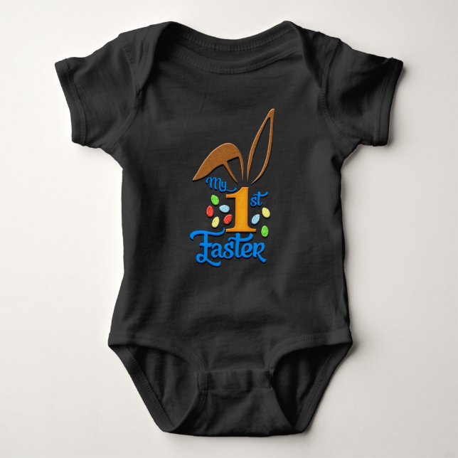 My 1st Easter Baby Boy Black Bodysuit - Easter (Front)
