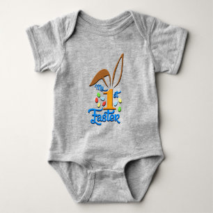 My 1st Easter Baby Boy Grey Bodysuit - Easter