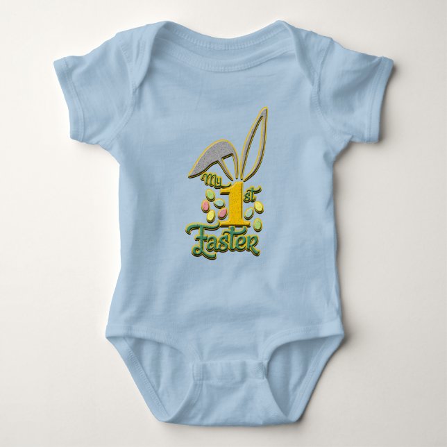 My 1st Easter Baby Unisex Blue Bodysuit - Easter (Front)