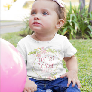 My 1st Easter Beautiful Pink Floral Personalised Baby T-Shirt