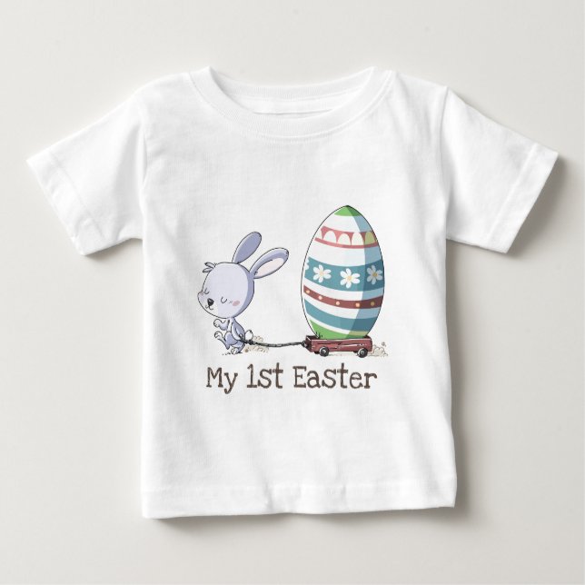 My 1st Easter Bunny Rabbit Pulling Easter Trolley Baby T-Shirt (Front)