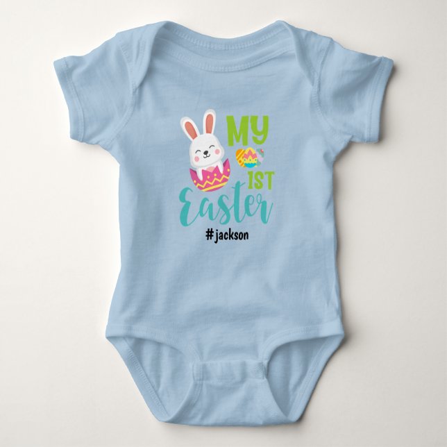 My 1st Easter Light Blue Baby Bodysuit (Front)