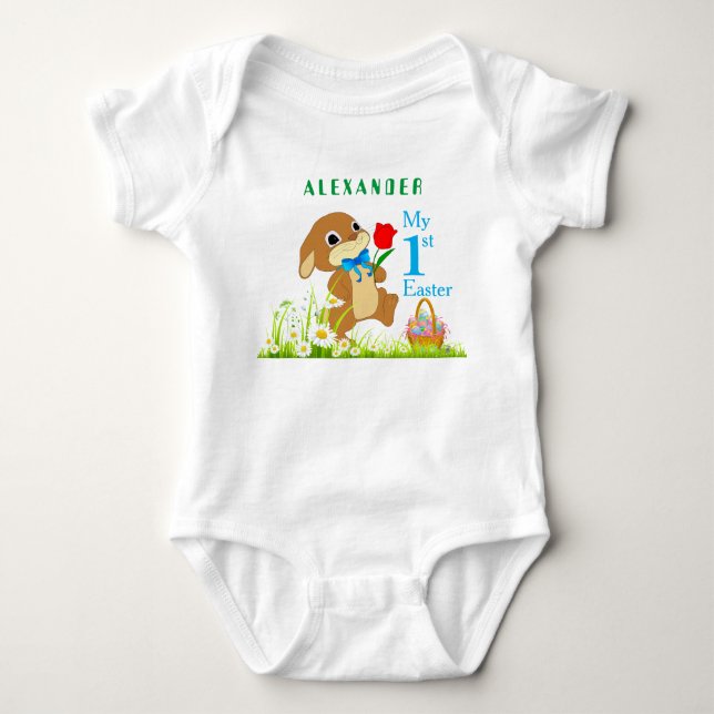 My 1st Easter Personalised Easter Bunny & Eggs Baby Bodysuit (Front)