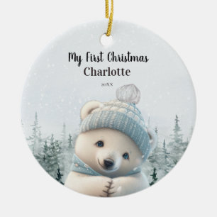 My 1st First Christmas Cute Polar Bear Custom Ceramic Tree Decoration