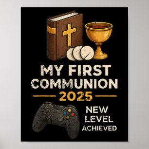 My 1st First Communion 2025 Video Game Catholic Bo Poster