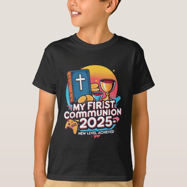 My 1st First Communion 2025 Video Game Controller  T-Shirt (Front)
