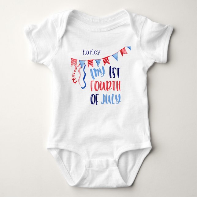 My 1st Fourth of July Personalised Baby Bodysuit (Front)