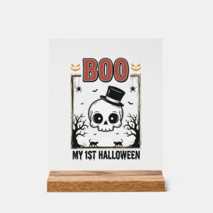 My 1st Halloween Baby Skull Vintage Engraving Shir Acrylic Sign